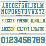 Custom White Powder Blue-Gold Mesh Authentic Football Jersey