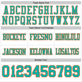 Custom White Aqua-Orange Mesh Authentic Football Jersey