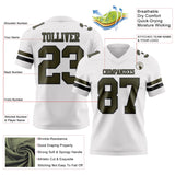 Custom White Olive-Black Mesh Authentic Football Jersey