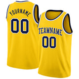 Custom Yellow Navy-White Authentic Basketball Jersey
