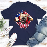 American Flag With Pet Photo Personalized Shirt