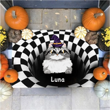 3D Illusion Hole Doormat - Personalized Doormat Halloween Gift For Cat Lovers