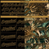 Custom 3D Pattern Design Golden And Green Tropical Leaves In The Style Of Jungalow And Hawaii Authentic Baseball Jersey