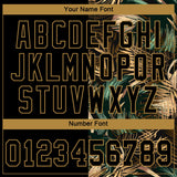 Custom 3D Pattern Design Golden And Green Tropical Leaves In The Style Of Jungle And Hawaii Authentic Baseball Jersey