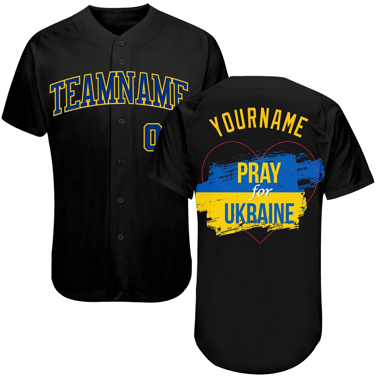 Custom 3D Pattern Design Pray For Ukraine Peace Authentic Baseball Jersey