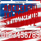 Custom Royal White-Red 3D American Flag Authentic Baseball Jersey