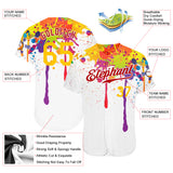 Custom 3D Pattern Design Colorful Bright Ink Splashes Authentic Baseball Jersey