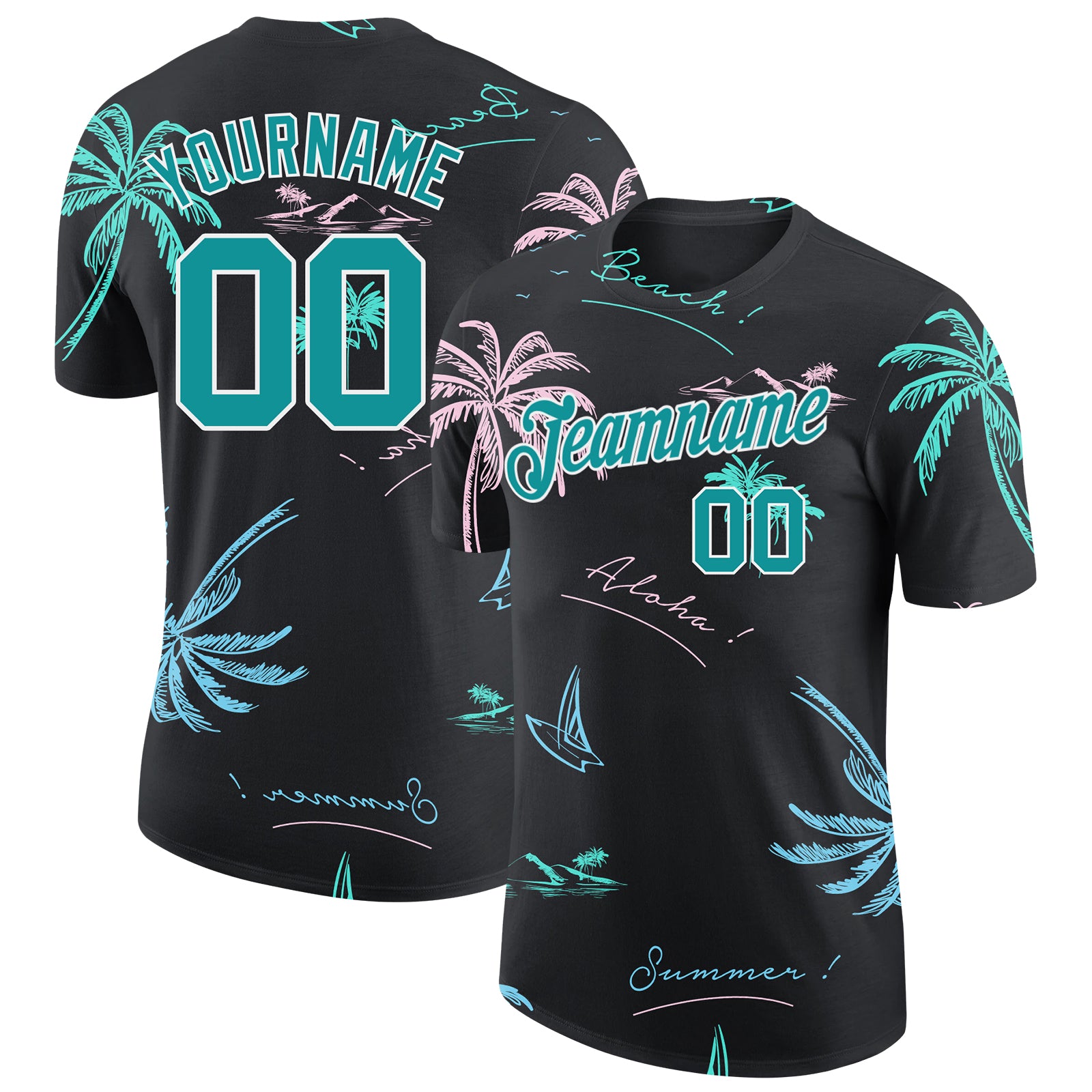 Custom 3D Pattern Design Hawaii Palm Trees Performance T-Shirt