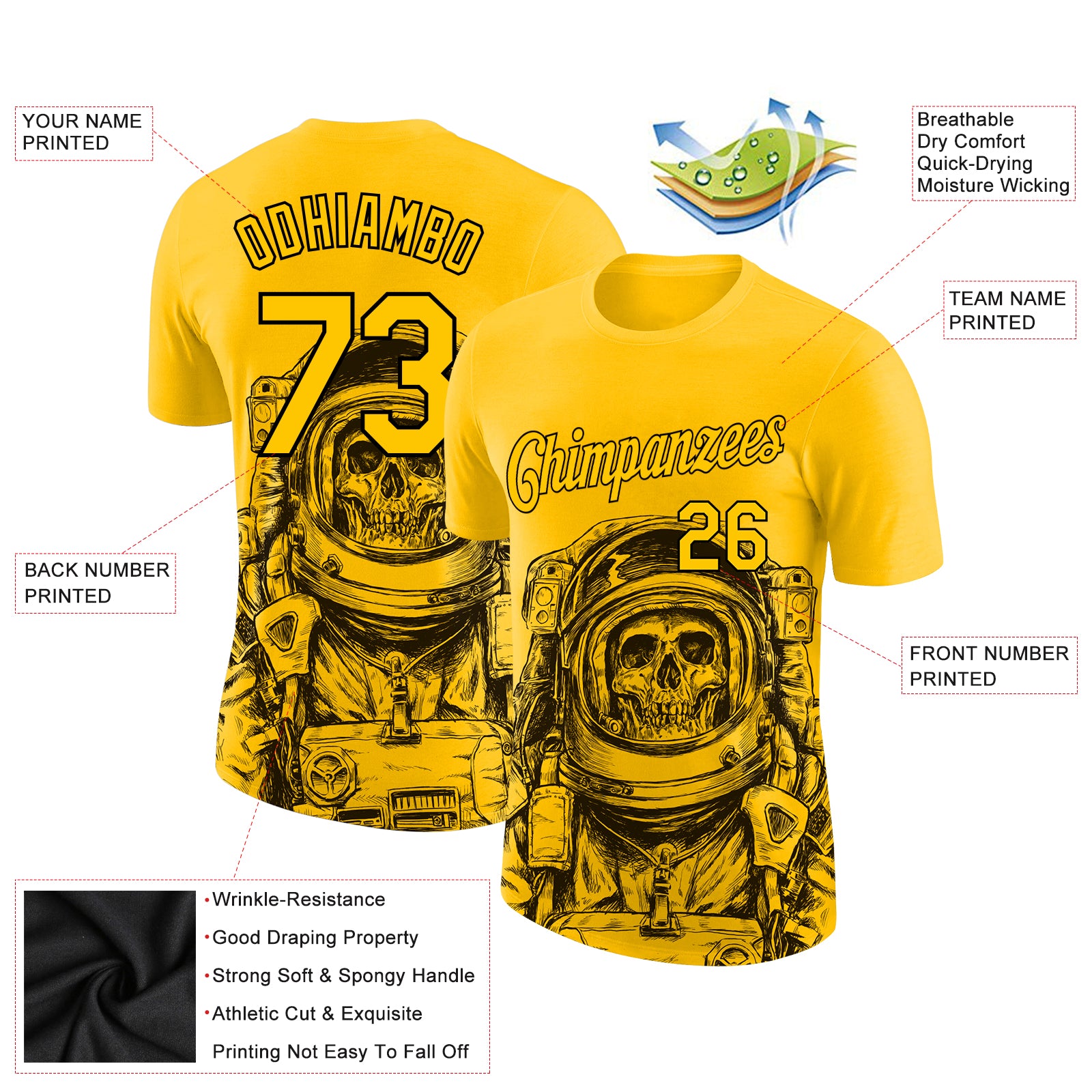 Custom 3D Pattern Design Astronaut Performance T-Shirt