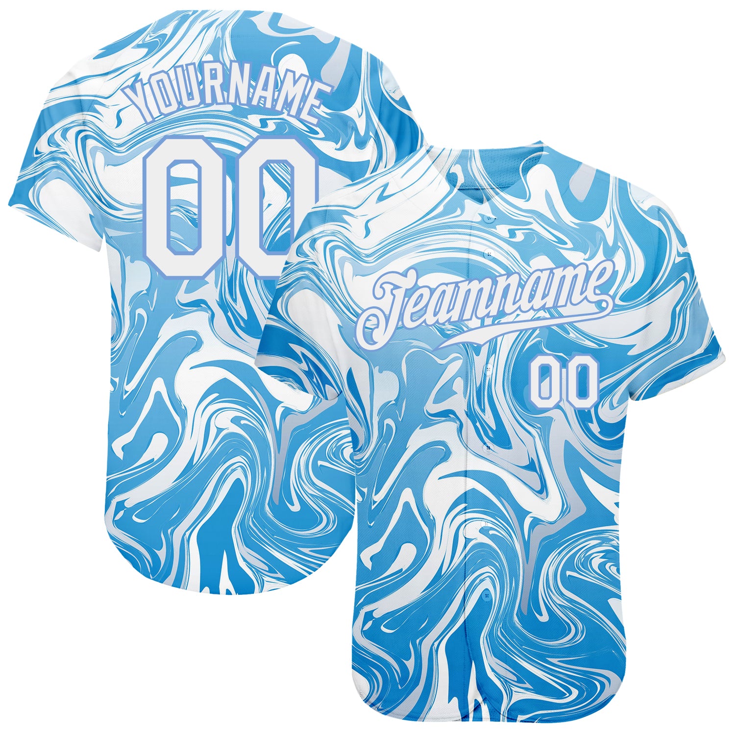 Custom 3D Pattern Design Abstract Ocean With Waves Fluid Art Authentic Baseball Jersey