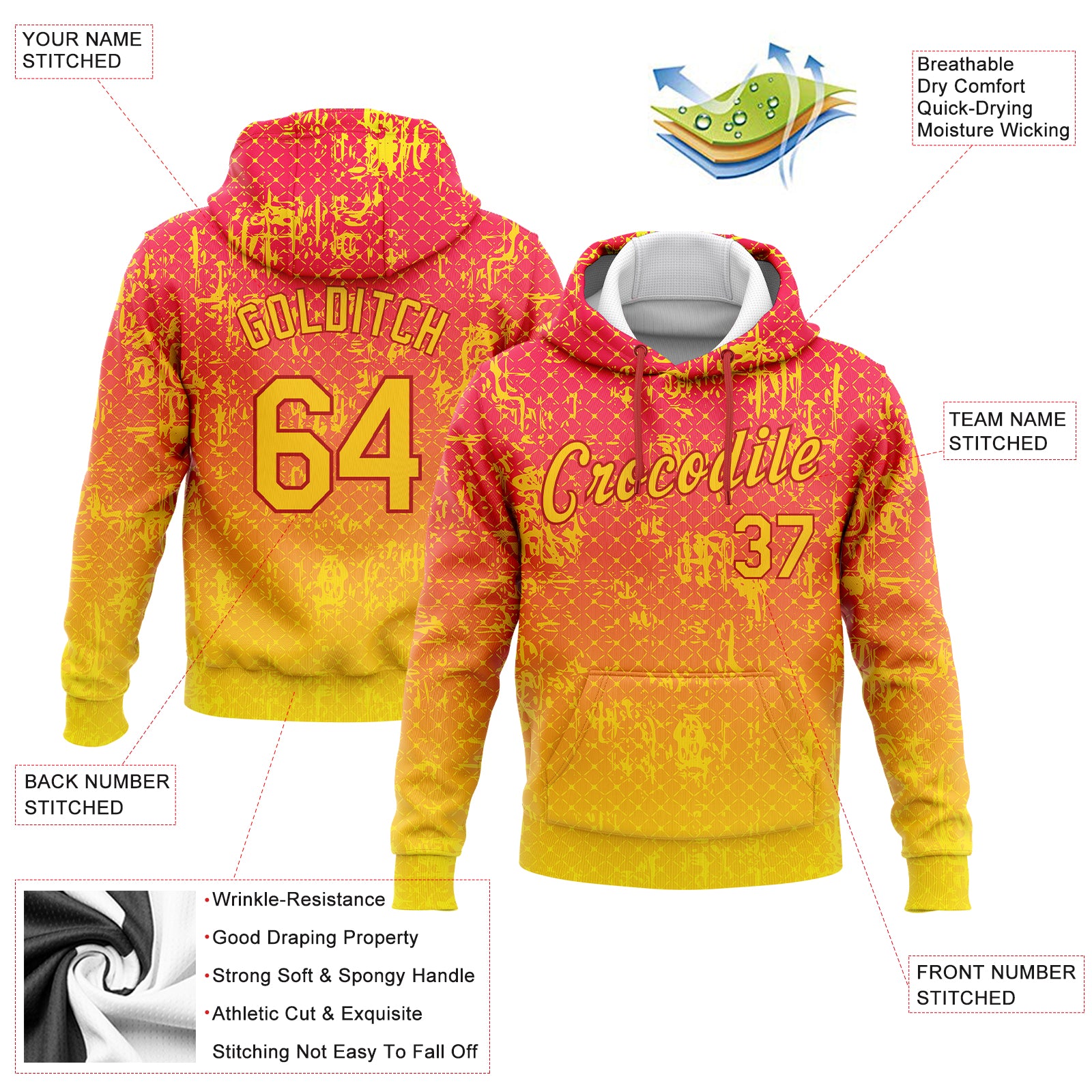 NecroFalcons Colored Sublimation Hoodie Pullover Hoodie - Necro