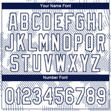 Custom White White-Navy 3D Pattern Design Authentic Baseball Jersey
