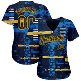 Custom Navy Red-White 3D Pattern Design Authentic Baseball Jersey