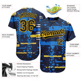 Custom Navy Red-White 3D Pattern Design Authentic Baseball Jersey