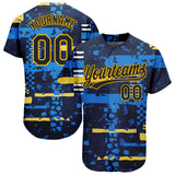 Custom Navy Red-White 3D Pattern Design Authentic Baseball Jersey