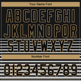 Custom Black Black Old Gold-Gray 3D Pattern Design Authentic Baseball Jersey