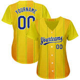 Custom Gold Royal-Orange 3D Pattern Design Authentic Baseball Jersey