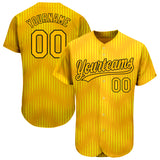 Custom Gold Gold-Black 3D Pattern Design Authentic Baseball Jersey