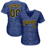 Custom Light Blue Black-Gold 3D Pattern Design Authentic Baseball Jersey