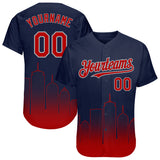 Custom Navy Red-Gray 3D Boston City Edition Fade Fashion Authentic Baseball Jersey