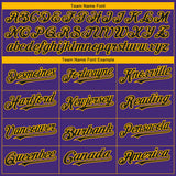 Custom Purple Black-Gold 3D Los Angeles City Edition Fade Fashion Authentic Baseball Jersey