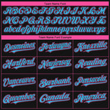Custom Black Sky Blue-Pink 3D Miami City Edition Fade Fashion Authentic Baseball Jersey