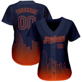 Custom Navy Orange 3D Denver City Edition Fade Fashion Authentic Baseball Jersey