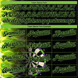 Custom Black Neon Green 3D Pattern Design Fiery Dart Board Authentic Baseball Jersey