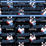 Custom Black Light Blue 3D Pattern Design Bowling Authentic Baseball Jersey