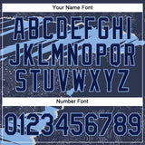 Custom Stitched Navy Light Blue 3D Pattern Design Torn Paper Style Sports Pullover Sweatshirt Hoodie