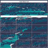 Custom Stitched Navy Teal 3D Pattern Design Torn Paper Style Sports Pullover Sweatshirt Hoodie