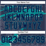 Custom Stitched Navy Teal 3D Pattern Design Torn Paper Style Sports Pullover Sweatshirt Hoodie
