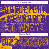 Custom Stitched Purple Gold 3D Pattern Design Torn Paper Style Sports Pullover Sweatshirt Hoodie