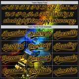 Custom Black Gold 3D Pattern Design Music Festival Guitar With Psychedelic Colors Authentic Baseball Jersey