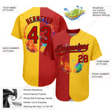 Custom Yellow Red-Black 3D Pattern Design Music Festival Watercolor Headphone With Musical Notes Authentic Baseball Jersey