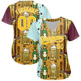 Custom Yellow White 3D Pattern Design Beer Festival Authentic Baseball Jersey