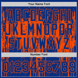 Custom Royal Orange 3D Pattern Design Dripping Splatter Art Authentic Baseball Jersey