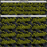 Custom Black Neon Yellow 3D Pattern Design Slant Lines Authentic Baseball Jersey