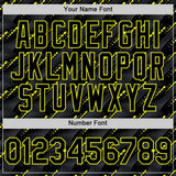 Custom Black Neon Yellow 3D Pattern Design Slant Lines Authentic Baseball Jersey