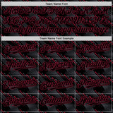 Custom Black Crimson 3D Pattern Design Slant Lines Authentic Baseball Jersey