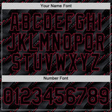 Custom Black Crimson 3D Pattern Design Slant Lines Authentic Baseball Jersey