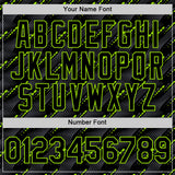 Custom Black Neon Green 3D Pattern Design Slant Lines Authentic Baseball Jersey