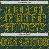 Custom Green Green-Gold 3D Pattern Design Slant Lines Authentic Baseball Jersey