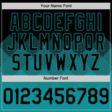Custom Black Teal 3D Pattern Design Gradient Square Shapes Authentic Baseball Jersey