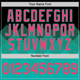 Custom Black Neon Pink-Aqua 3D Pattern Design Gradient Square Shapes Authentic Baseball Jersey