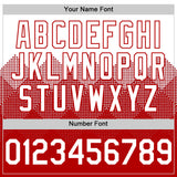 Custom White Red 3D Pattern Design Gradient Square Shapes Authentic Baseball Jersey