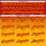 Custom Red Gold 3D Pattern Design Gradient Square Shapes Authentic Baseball Jersey