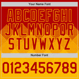 Custom Red Gold 3D Pattern Design Gradient Square Shapes Authentic Baseball Jersey