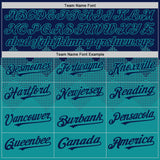Custom Navy Teal 3D Pattern Design Gradient Square Shapes Authentic Baseball Jersey