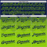 Custom Navy Neon Green 3D Pattern Design Gradient Square Shapes Authentic Baseball Jersey